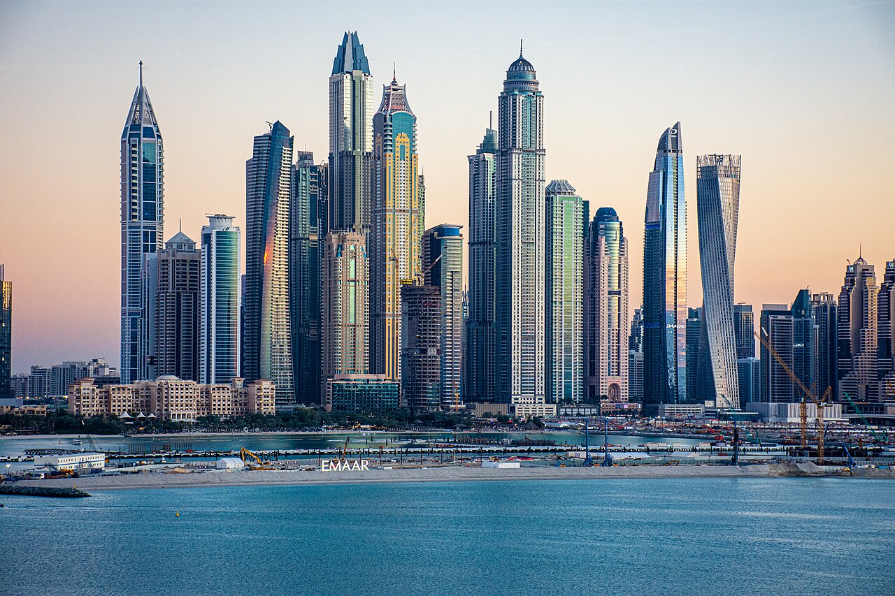 Dubai Marina skyline — UAE construction economy